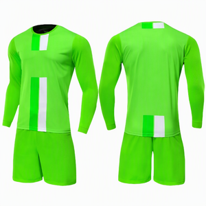 Conjunto de Camiseta y Pantalones Cortos de Fútbol Azul para Hombre, Manga Larga, Cuello Redondo, Diseño con Bloques de Color, Impresión Sublimada, Absorbe la Humedad, Deportivo, para Todas las Temporadas - Product Image 3