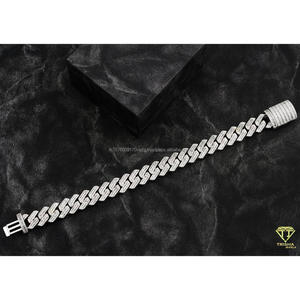 Designer Cuban Link Bracelet with Baguette CutLab Grown Stones and High-End Statement Jewelry Styling - Product Image 3