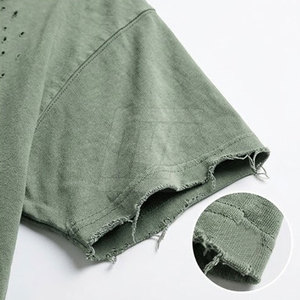 Camisetas personalizadas con efecto desgastado, de algodón lavado, corte holgado, estilo urbano, ropa informal de moda para hombre - Product Image 6