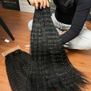 Wholesale Yaki Straight Hair Bundles Human Hair <b>Thick</b> Ends No Shedding natural black color Hair Extensions - Product Image 2
