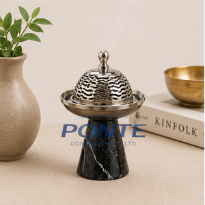 Luxury Marble and Metal <b>Bakhoor</b> Burner Elegant Middle Eastern <b>Oud</b> Incense Censer For Ramadan Decor High-End Wedding Gift - Product Image 2
