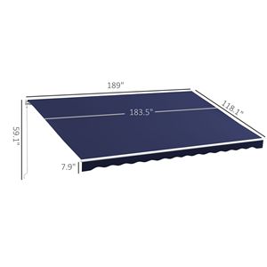 Tenda Parasole Elettrica Retrattile Blu 16FT X 10FT con Telecomando e Manovella per Terrazza e Balcone - Product Image 3