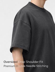 T-shirt homme en polyester/coton éponge écologique 240 grammes, lavé, brodé, design vierge, manches courtes, col ras du cou, style streetwear, imprimé - Product Image 2