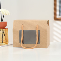 Sac en papier kraft écologique avec fenêtre, laminé, recyclable, petites et grandes tailles, pour emballage de bonbons et cadeaux, pochette à poignée