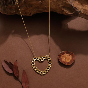 สร้อยคอจี้รูปหัวใจสำหรับผู้หญิง สแตนเลส 304 กันน้ำ ชุบทอง 18K สายโซ่แบบงู - Product Image 3