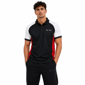 ONE APEX Maillot de sport pour homme Performance Noir Blanc Rouge Logo uni sur le devant Respirant Séchage rapide - Product Image 4