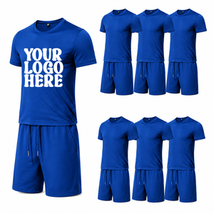 OEM Custom Men's Short Sleeve T-Shirt Shorts <b>Set</b> 2 Piece Summer Sportswear Jogging Suit Breathable 100% Cotton Streetwear 7 - Product Image 3