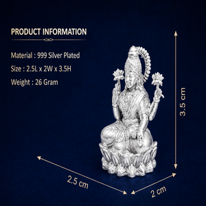 <b>Ornamental</b> Silver Plated Goddess Lakshmi Showpiece Decorative Metal Idol for Home Office Temple Interior and Sacred Display - Product Image 4