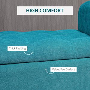 Panca ottomana imbottita con bottoni, colore verde acqua, da 50 pollici, con gambe in legno e braccioli arrotolati, con contenitore per il fondo del letto - Product Image 5