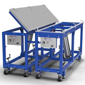 Ausavina Dual Polished Four-<b>Wheel</b> Steel Storage Flip <b>Table</b> in Blue - Product Image 5