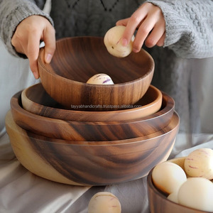 Bol de service en bois pour les fêtes et les dîners festifs, idéal pour la décoration de table, provenant d'Inde - Product Image 4