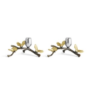 เชิงเทียนทองเหลืองลายใบแปะก๊วย ดีไซน์สวยงาม ทนทาน เหมาะสำหรับตกแต่งบ้าน - Product Image 4