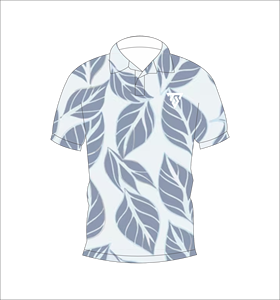 Men’s <b>Light</b> Grey <b>Leaf</b> Print Polo Shirt Casual Summer Short Sleeve Fashion Golf Polo Tee - Product Image 1