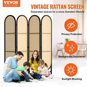 4-pannello tessuto a mano in Rattan marrone divisorio per Privacy pieghevole portatile schermi in legno cerniere Freestanding divisorio da parete per vivere - Product Image 2