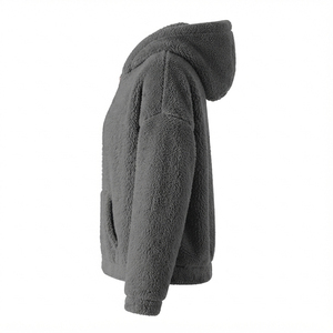 Wholesale Warm <b>Sherpa</b> Fleece Zip-Up Embroidered <b>Hoodies</b> <b>Men</b> Women Plush Soft Winter Custom Casual Streetwear Wear Outfit - Product Image 3