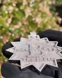 Pendentif en argent sterling plaqué or pour femme avec lettre personnalisée en moissanite véritable taille ronde 4 carats - Product Image 4