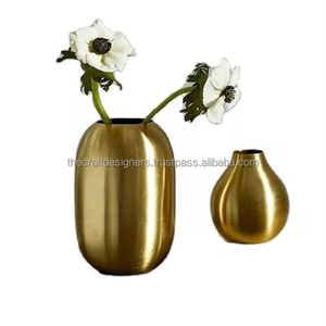 Hot Design Brass Flower Vase Two Classic Pieces Best Selling Modern Style Flower Pots Metal Luxury <b>Table</b> Vase for Decoration - Product Image 1