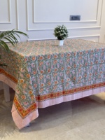 Nappe carrée 100 % coton, style classique, imprimée à la main, motif floral, écologique, personnalisable, chemin de table fait main pour mariage