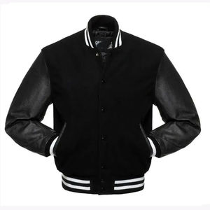 <b>Men's</b> High Quality Letterman Varsity <b>Jacket</b> Winter Wear with Wool Body Genuine Leather Sleeves <b>Smart</b> Stylish Embroidered Design - Product Image 2