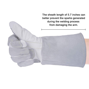 Gants de soudage TIG en cuir de vachette pleine fleur et croûte de cuir renforcés, ignifuges, haute performance, pour la lutte contre les incendies et le barbecue - Product Image 5