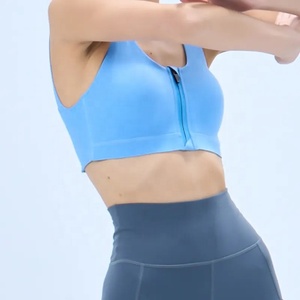 Femmes personnalisé Fitness Crop hauts en gros dames soutien-gorge de gymnastique avec fermeture éclair-plaine entraînement Yoga sport soutien-gorge Options de taille plus disponibles - Product Image 2