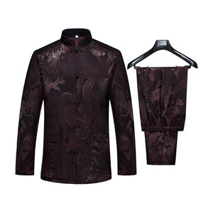 Tenue de Kung Fu noire style Tang, ensemble d'entraînement traditionnel d'arts martiaux, chemise à manches longues et pantalon, confortable pour homme - Product Image 4