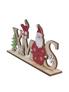 Letrero navideño de madera de Papá Noel – Adorno de mesa de Navidad con árbol y pájaro para decoración del hogar - Product Image 2
