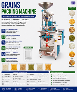 Machine d'emballage de céréales avec remplisseur à vis sans fin et écran tactile PLC pour l'emballage en sachet oreiller - Product Image 1