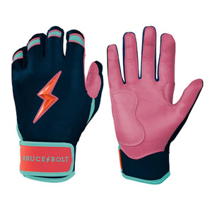 Blue Pink Yellow Leather Batting Gloves Padded <b>Hook</b> And Loop Closure Ambidextrous Unisex Adult Training - Product Image 4