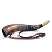 Trompette de corne de buffle véritable faite à la main naturelle Shofar casher à des fins religieuses Corne de Viking polie Corne de boeuf de taureau Style de musique