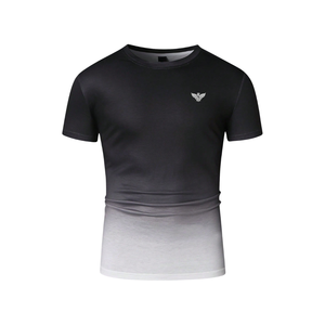 T-shirt pour homme à col rond, manches courtes, effet ombré, coupe classique, vêtements de sport décontractés, 220g, impression numérique, léger, confortable, été - Product Image 1