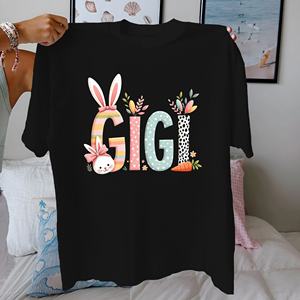 GIGI en grandes lettres ludiques pur coton Tshirt femme confort fit - Product Image 1