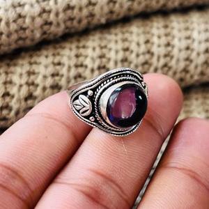 Tribal Fleur de lis Amethyst Brass <b>Ring</b> Oxidized Silver Plated <b>Statement</b> Wholesale <b>Ring</b> For Women - Product Image 4