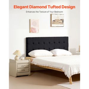 Letto matrimoniale confortevole con testiera trapuntata a rombi, altezza regolabile, W62.2 X H(42.72 54.53), stile morbido W62.2 X H(42.72 54.53) - Product Image 6