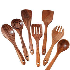 Juego de Utensilios de Cocina de 7 Piezas de Madera de Acacia Ecológica de Primera Calidad |   Cucharas de Cocina Hechas a Mano, Resistentes al Calor y Duraderas, Vietnam - Product Image 2