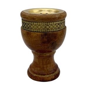 Wooden Cup Bakhoor Burner Handcrafted Goblet Design With Removable Gold <b>Top</b> Tray. Traditional Arabian Incense Holder For Home - Product Image 4