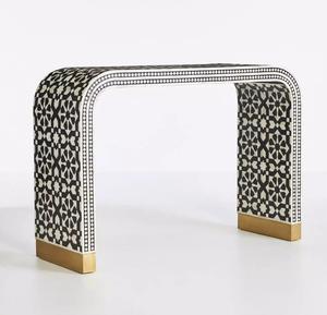 Mesa con Incrustaciones de Hueso de ILAHI, Diseño Moderno con Detalles de Ágata, Almacenamiento Portátil, Muebles para el Hogar - Product Image 1