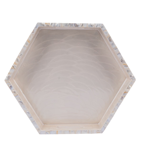 Bandeja Redonda con Incrustaciones de Nácar y Hueso, Asa de Acrílico, Artesanía Nueva, Hecha a Mano, Moderna, Multifuncional, Tamaños Personalizados - Product Image 4