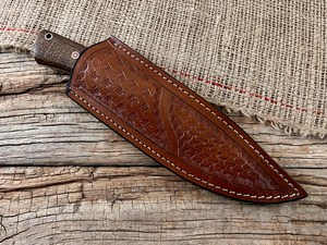 Popular Outdoor Fixed Blade Hunting Skinner Knife Micarta Handle Leather Sheath OEM Full Tang Bushcraft Camping Utility Knife - Product Image 4