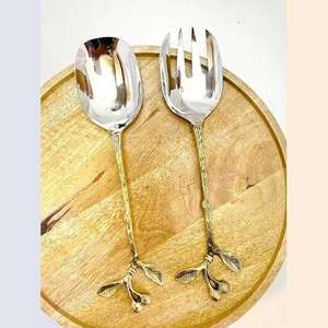 Nuevo Juego de Servidores de Ensalada de Acero Inoxidable Dorado para Eventos de Boda, Hermosos Utensilios de Servicio de Metal para Fiestas en Casa y Buffet - Product Image 1