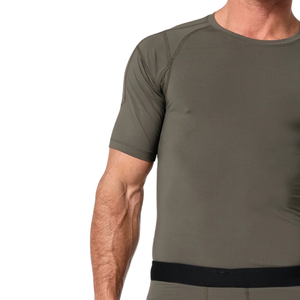 Camiseta de Compresión de Manga Corta Verde Oliva Personalizada para Hombre, Cuello Redondo, Ajustada, para Gimnasio, Entrenamiento, Ropa Deportiva, Ropa Interior Deportiva - Product Image 5