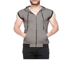 Wholesale Custom <b>Hoodie</b> Sleeveless Men's Vest Gym <b>Workout</b> Sleeveless <b>Hoodie</b> Blank Zipper up Men's <b>Hoodie</b> - Product Image 1