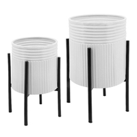 Jardinières modernes en métal noir et or avec supports, élégantes, décoratives, pour intérieur et extérieur, pots à plantes en fer pour la décoration de la maison et du bureau