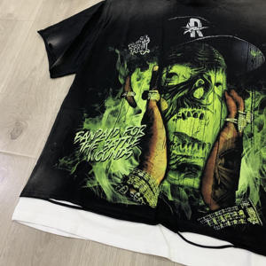 Custom Logo Printed Vintage <b>Acid</b> Washed Men's Oversized Heavyweight 100% Cotton T-Shirt with <b>Drop</b> Shoulder High Quality Features - Product Image 2