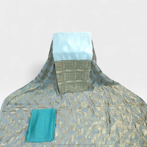 Dirac Fransawi de Lujo Azul Cielo con Patrón Multicolor y Detalles Bordados en Oro para Bodas Somalíes - Product Image 4