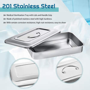 Bandeja Quirúrgica Manual de Acero Inoxidable con Tapa, Certificada CE e ISO, Autoclavable, Multitamaño, para Instrumentos Médicos, Dentales y de Laboratorio, OEM ODM - Product Image 3