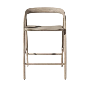 Modern Scandinavian Outdoor <b>Bar</b> Chair Solid Teak Curved Backrest Ergonomic Counter Height <b>Stool</b> Premium Resort Furniture - Product Image 3