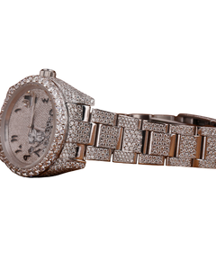 Top Quality Round Cut Diamond <b>Watch</b> White <b>Gold</b> Band Arabic Dial for Wedding and Partywear <b>Men's</b> Quartz <b>Watch</b> Available - Product Image 2