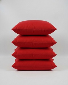 Luxury Solid Red Cotton Cushion Cover Soft Decorative <b>Pillow</b> Cover For <b>Sofa</b> Living Room Modern Home Decor Premium Fabric Design - Product Image 2