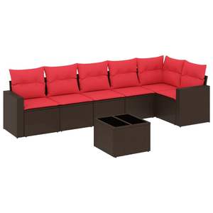 Juego de sofás de patio de ratán sintético marrón de 7 piezas con cojines, elegantes muebles de exterior - Product Image 2